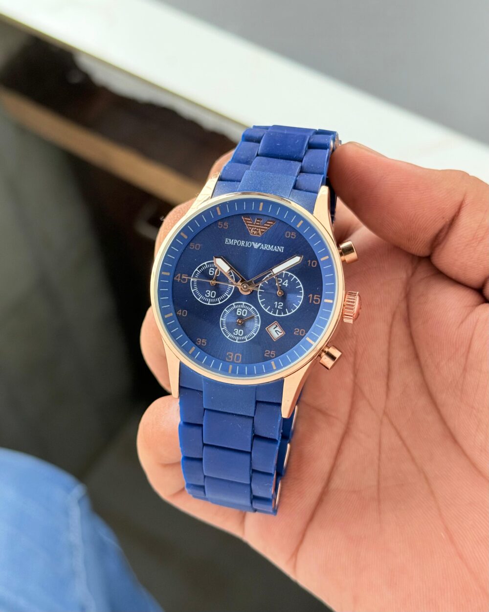 Emporio Armani Blue Fiber Strap For Men - Image 2